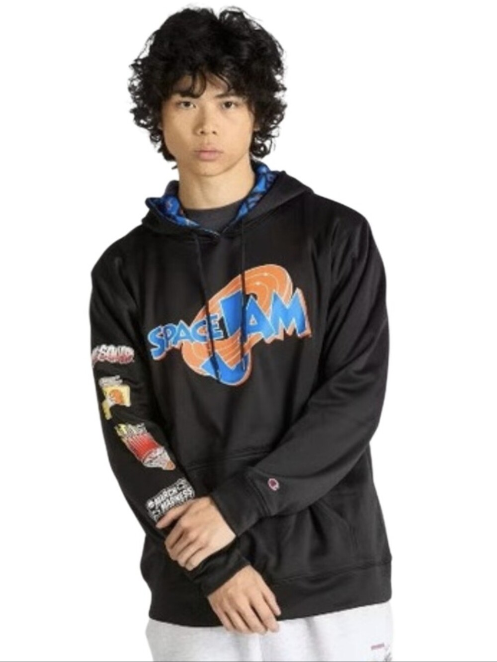 Champion Black Space Jam Graphic Hoodie with Orange & Blue Logo